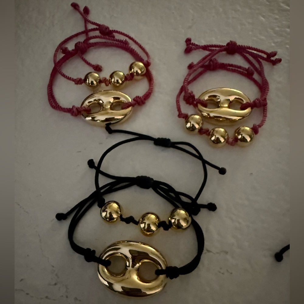 Gold Plated Bead Adjustable Bracelets